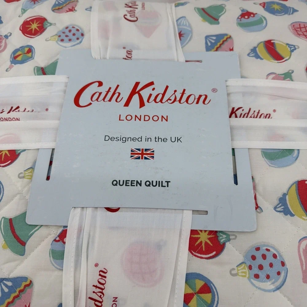 CATH KIDSTON LONDON Christmas Baubles QUEEN QUILT‎ NEW COTTON Euro Shams